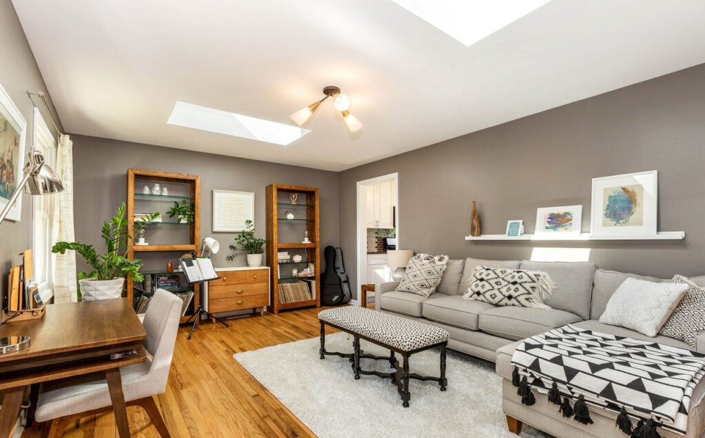 Amy Cuevas Schroeder's living room where she won skylights from Velux and HGTV Magazine