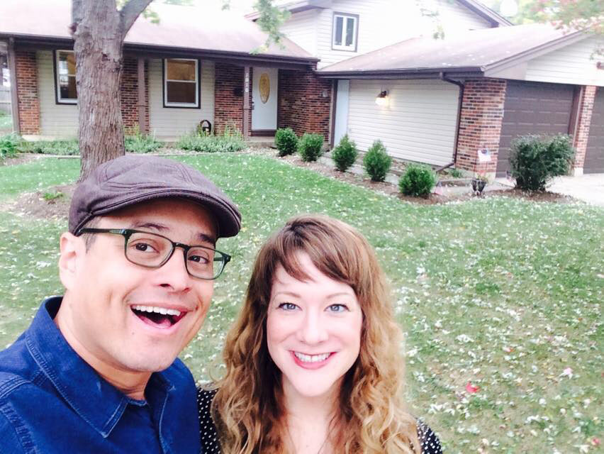 Martin Cuevas and Amy Cuevas Schroeder on closing day for their first home