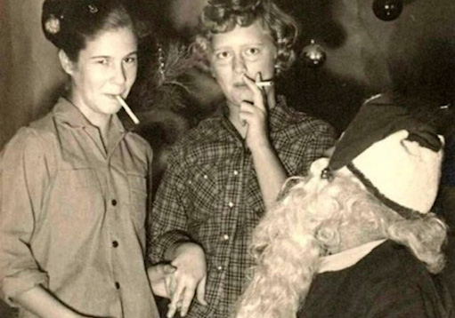 Dear Santa smoking girls vintage