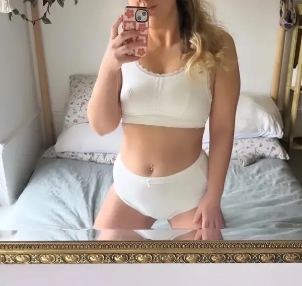 woman wearing white bra and underwear