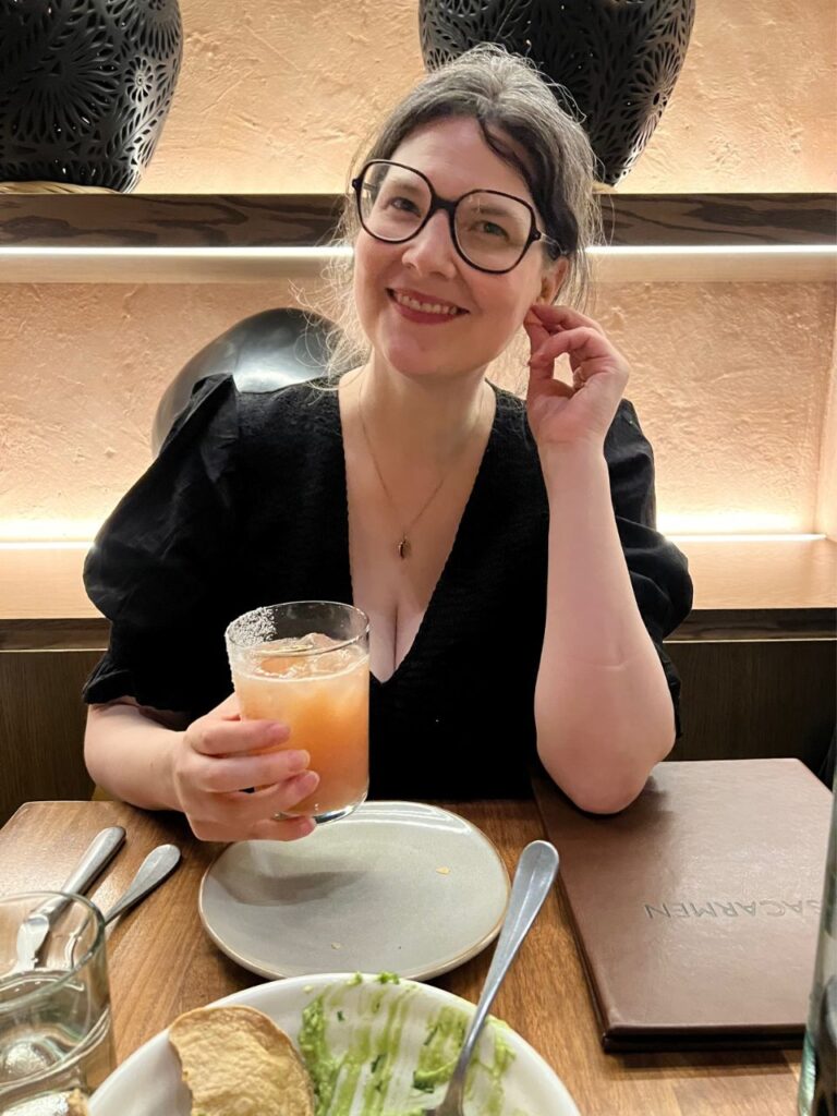 Valerie Lapinski at restaurant