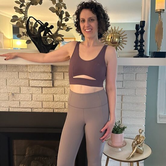 white woman in exercise clothes