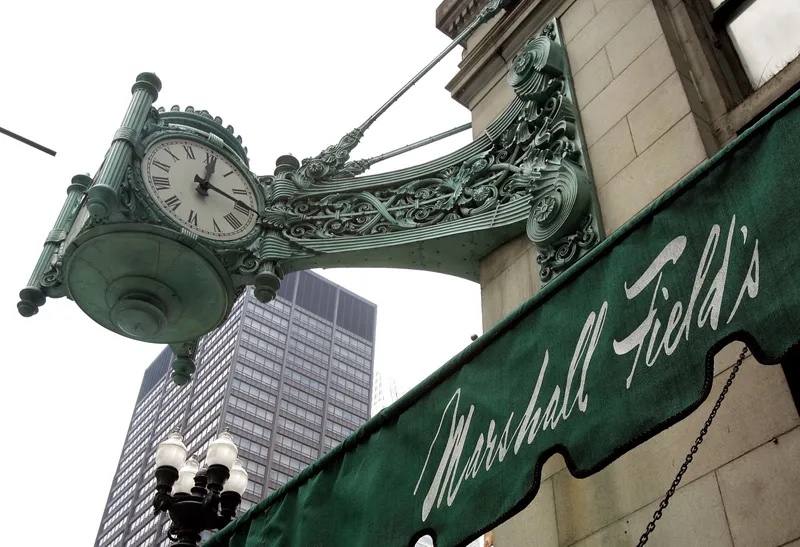 Marshall Field's clock and awning