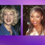 Drew Barrymore and Brandy with skinny brows circa the 1990s