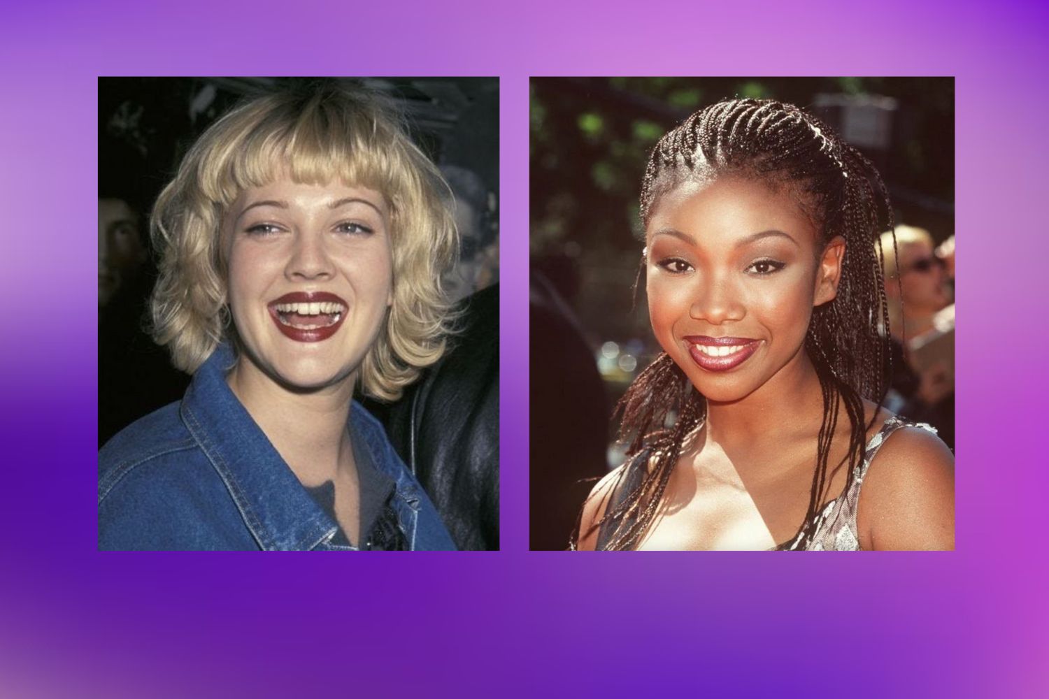 Drew Barrymore and Brandy with skinny brows circa the 1990s