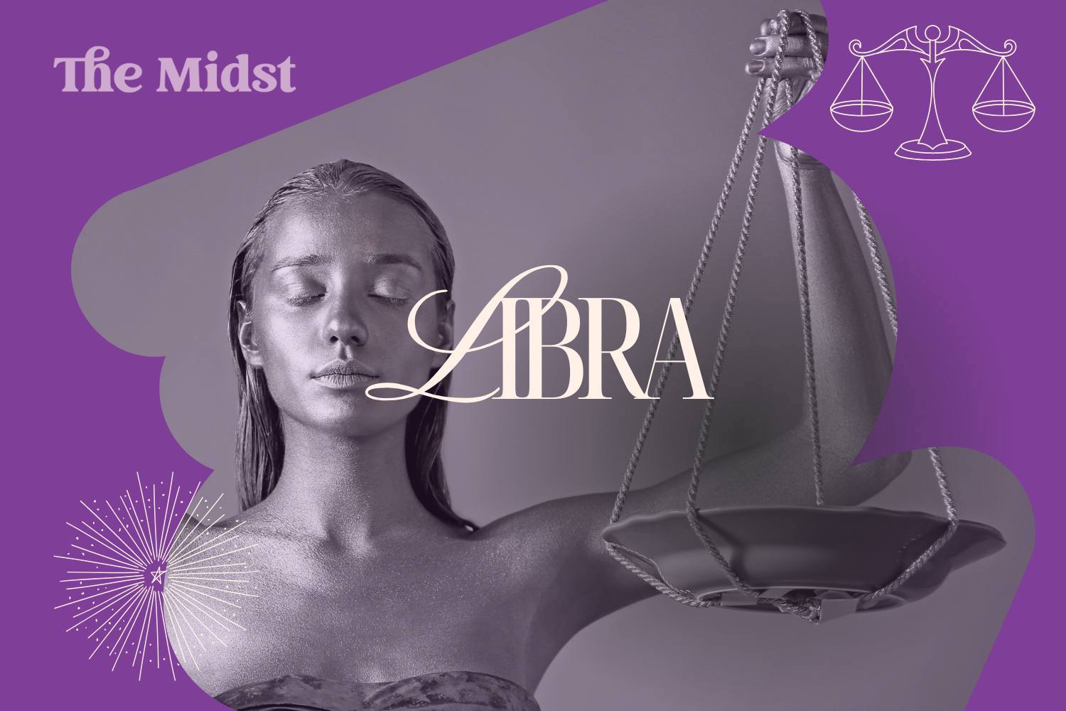 woman holding scale and libra text