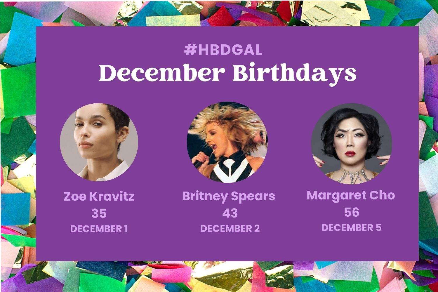 December birthdays: Zoe Kravitz, Britney Spears, Margaret Cho