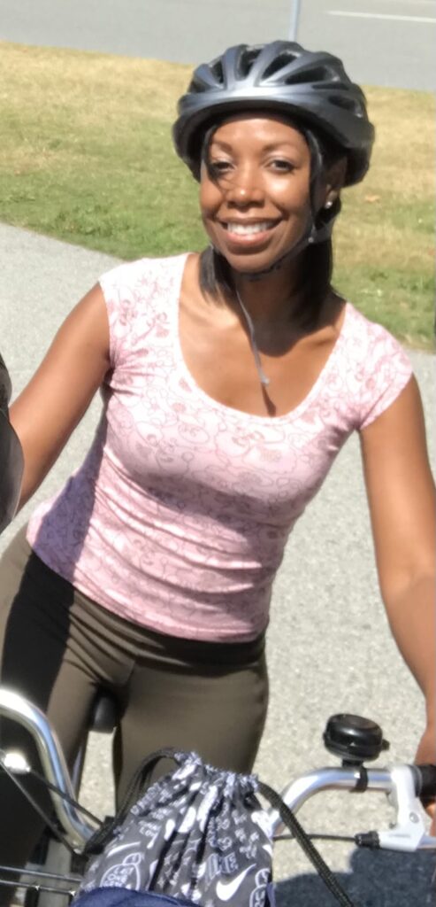 Kimberly Lee riding a bike