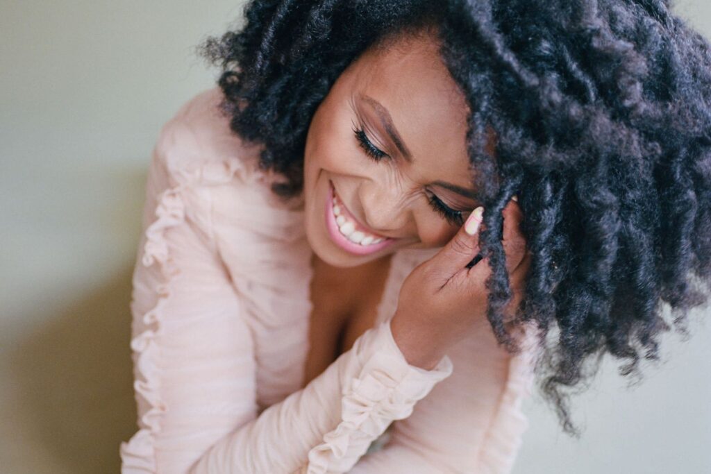 Pretty African American woman smiling
