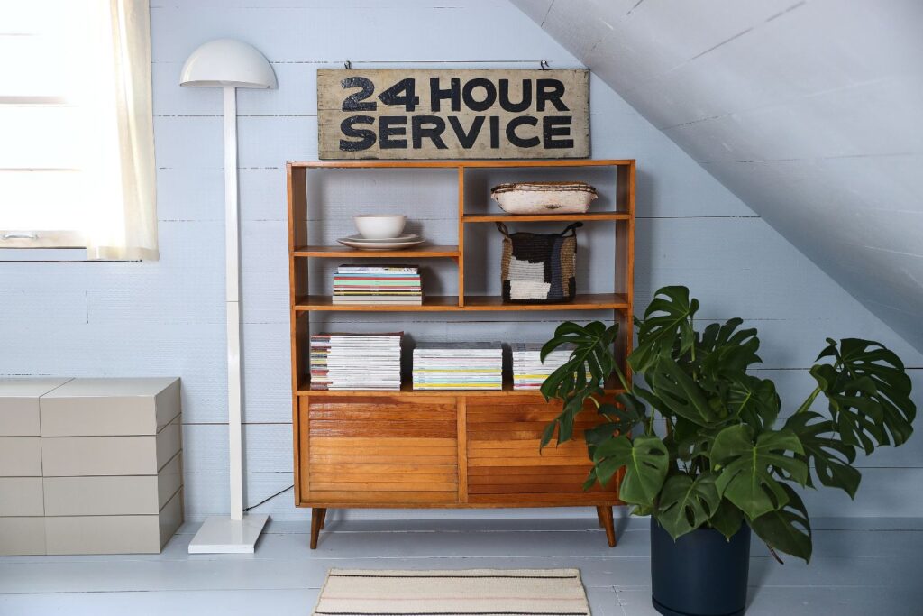 24 Hour Service vintage sign from Public Sale Auction House in Hudson, New York