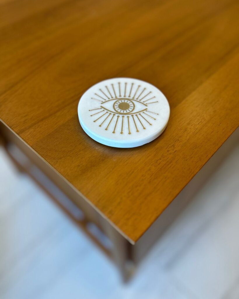 marble evil eye coaster