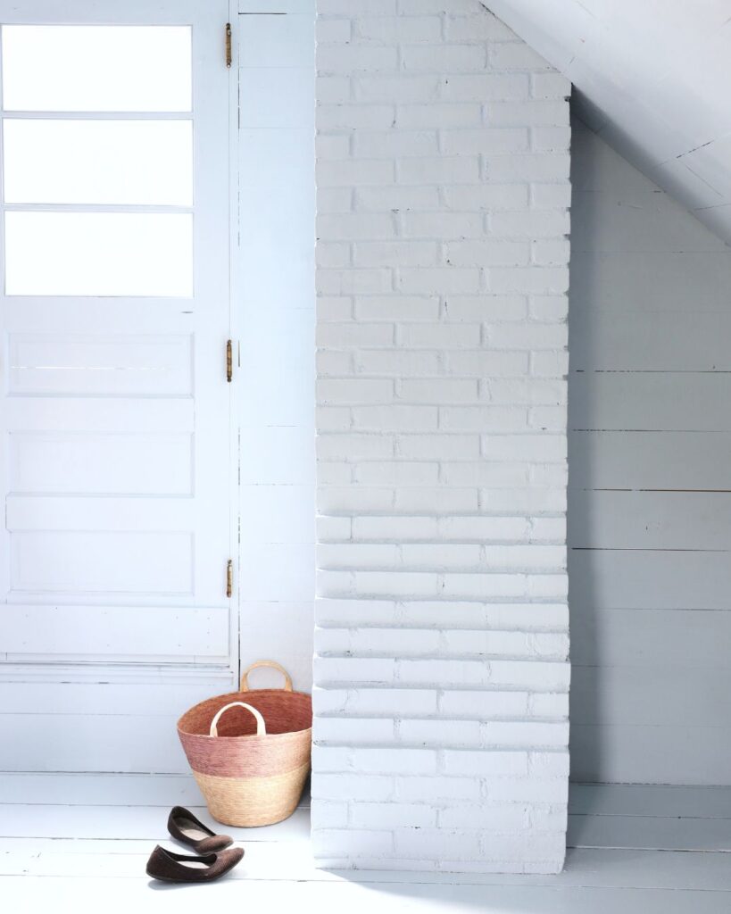 Painted white brick entryway