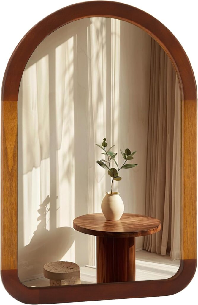 Arched wood mirror