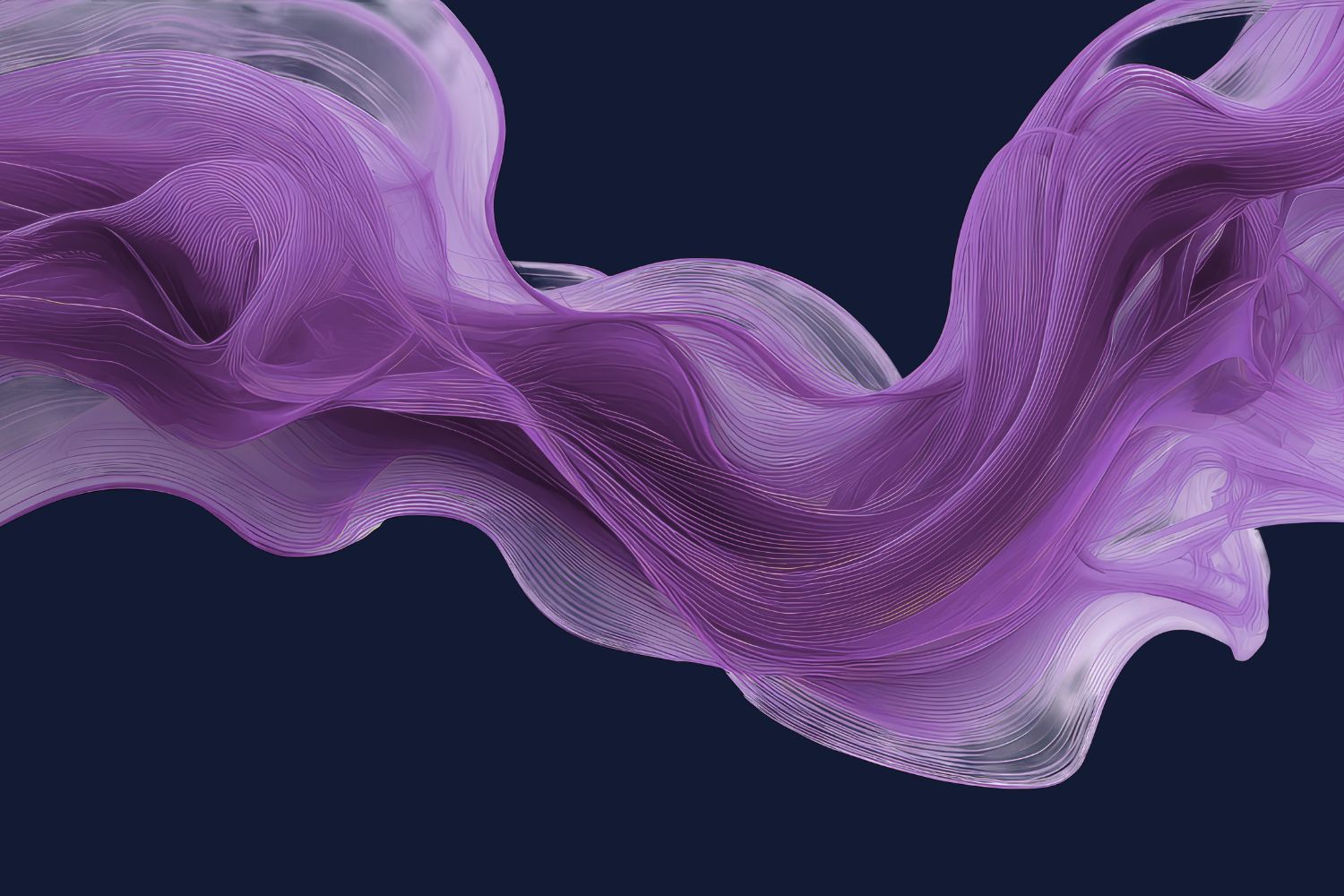 A photographic illustration of a flowing piece of purple fabric