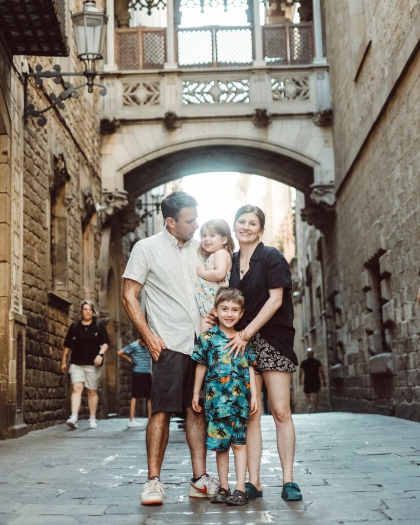 Bonnie Lerner with her husband and kids in Europe