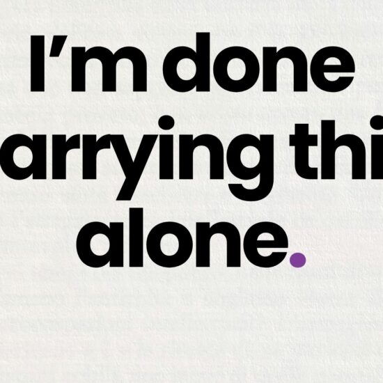 I'm done carrying this alone