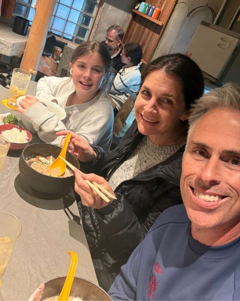 The O'Hares with their daughter in Tokyo, in April 2026