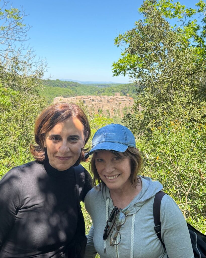Katy Mogal with Barbara (left) hiking in the countryside outside of Rome. "The town behind us is the medival village of Calcata. It's turned into a kind of artistic retreat."