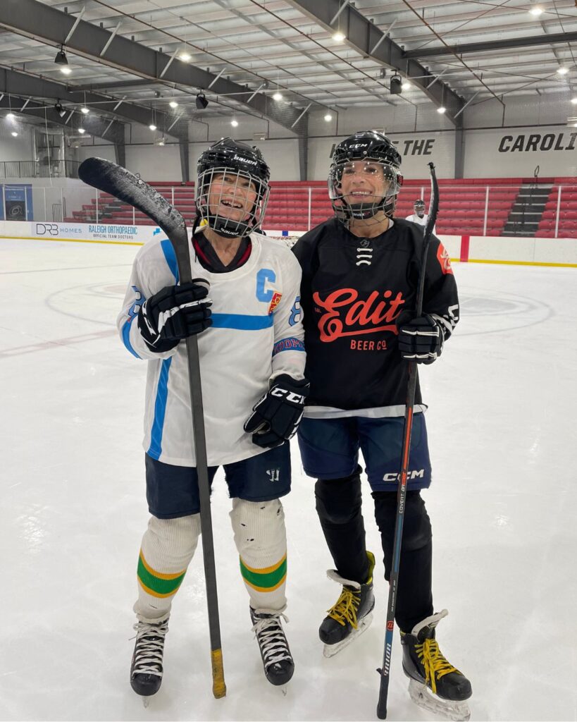 Jaana and Jenni Tarma playing hockey