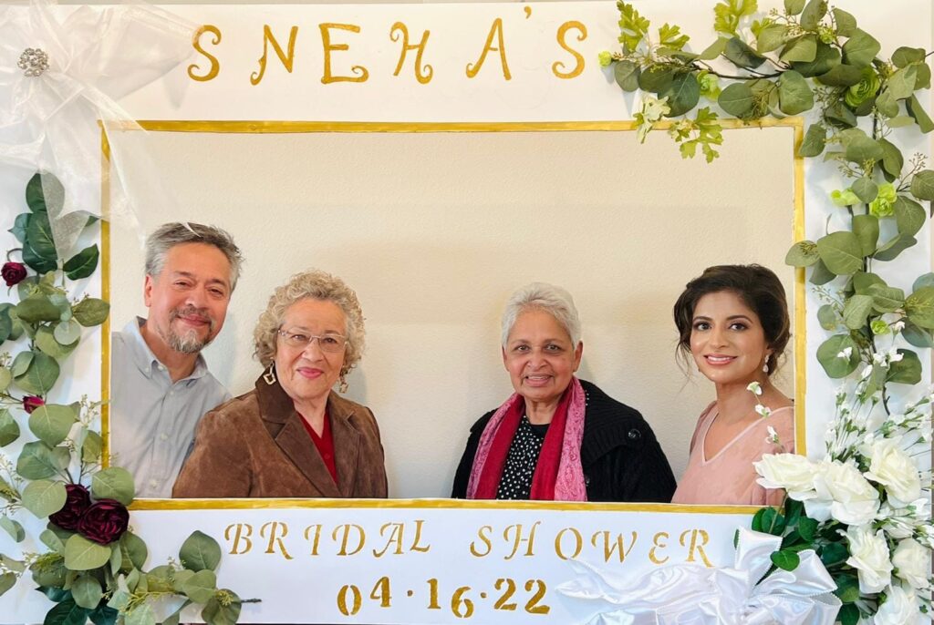 Sneha Villalava with her husband, mother-in-law, and mother